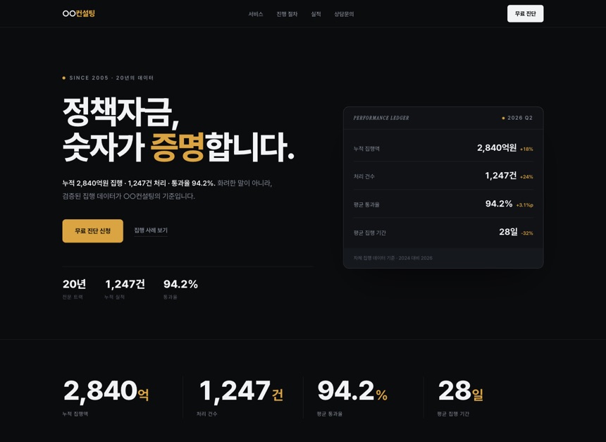영업인·컨설턴트 랜딩페이지 — 정책자금 컨설팅 샘플