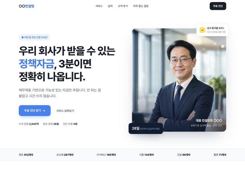 정책자금 컨설팅 샘플 — 대표 얼굴 신뢰형